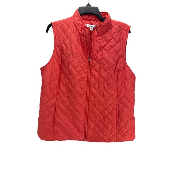 Croft & Barrow Red Quilted Vest Women’s M Zip Front Lightweight Layer - Picture 1 of 7